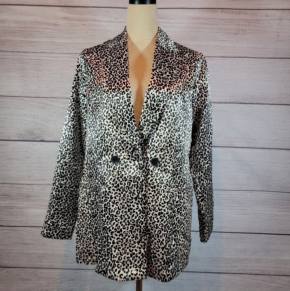 NINE West Leopard Print Blazer Tan & Black Size Small - Picture 4 of 12